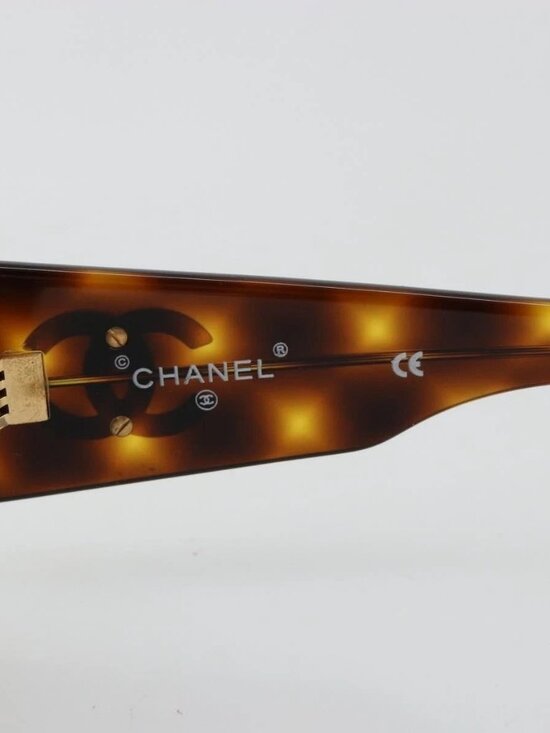 CHANEL Sunglasses Plastic Brown Gold CC Auth yk20489M main image 12